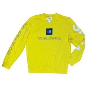Gap Sweatshirt Mens M Yellow Logo San Francisco California Bright Spring Pastel